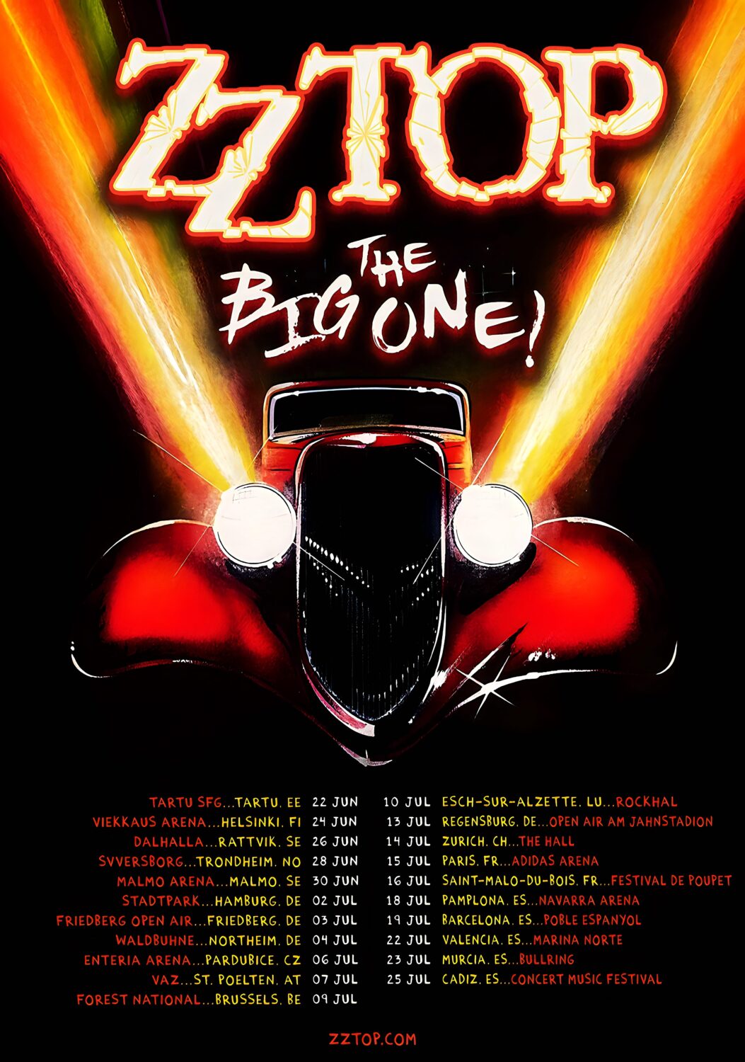 ZZ Top live tour poster 2026